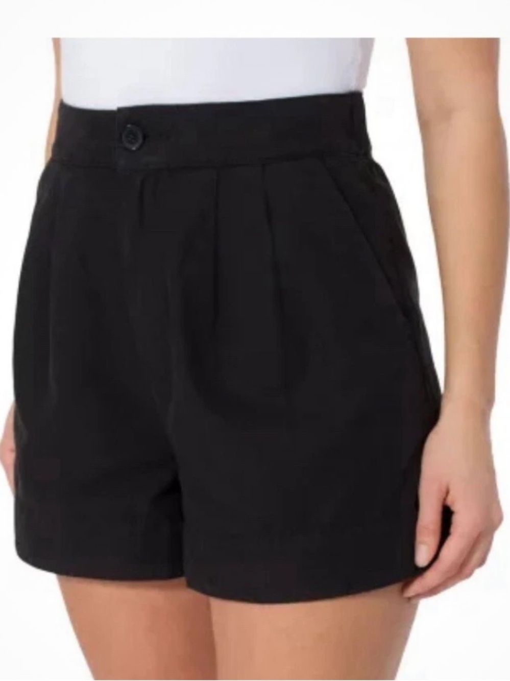 Joie Women's Black Pleated Cotton Linen With Pockets Short Pants Size XXL NWT